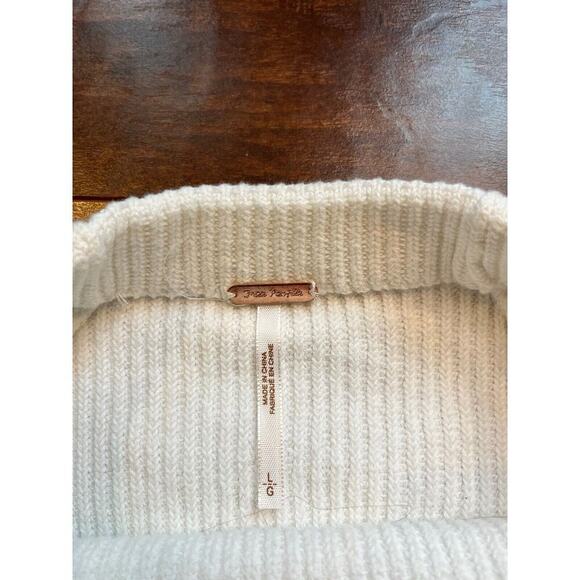 Free People White Ribbed Heavy Knit Sweater Womens Size L - Picture 2 of 7
